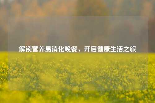 解锁营养易消化晚餐，开启健康生活之旅
