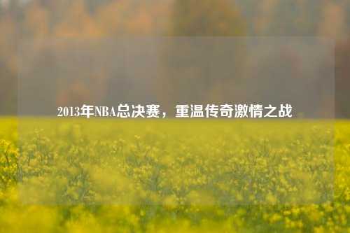 2013年NBA总决赛，重温传奇激情之战