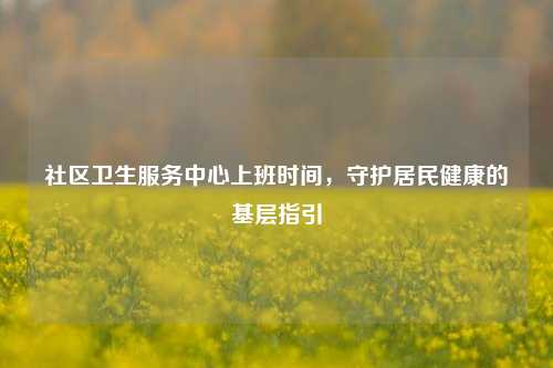 社区卫生服务中心上班时间，守护居民健康的基层指引