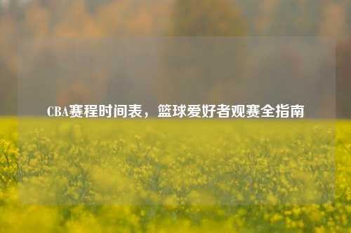 CBA赛程时间表，篮球爱好者观赛全指南
