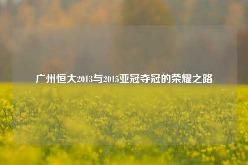 广州恒大2013与2015亚冠夺冠的荣耀之路