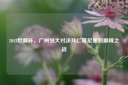 2013世俱杯，广州恒大对决拜仁慕尼黑的巅峰之战