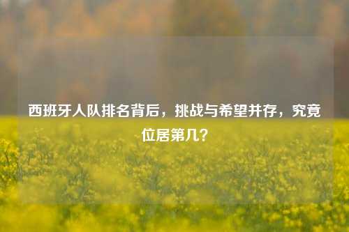 西班牙人队排名背后，挑战与希望并存，究竟位居第几？