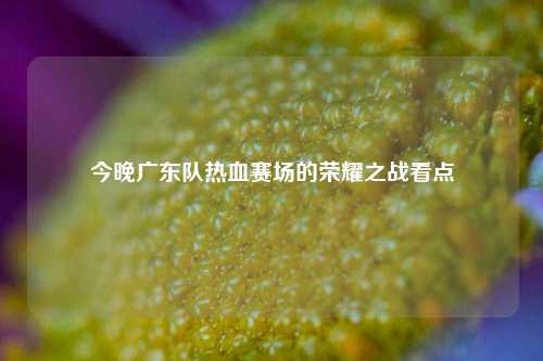 今晚广东队热血赛场的荣耀之战看点