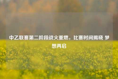 中乙联赛第二阶段战火重燃，比赛时间揭晓 梦想再启