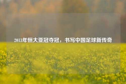 2013年恒大亚冠夺冠，书写中国足球新传奇