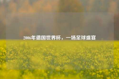2006年德国世界杯，一场足球盛宴