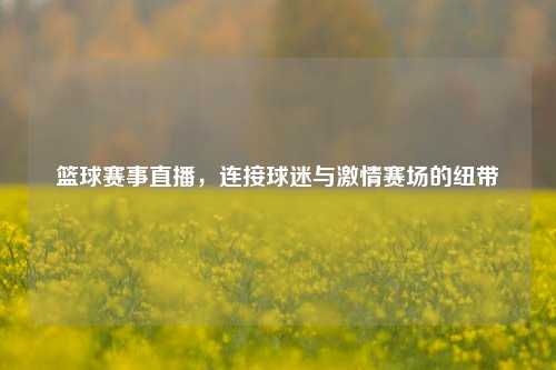 篮球赛事直播，连接球迷与激情赛场的纽带