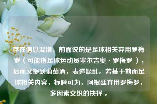 存在信息混淆，前面说的是足球相关弃用罗梅罗（可能指足球运动员塞尔吉奥·罗梅罗 ），后面又提到葡萄酒，表述混乱。若基于前面足球相关内容，标题可为，阿根廷弃用罗梅罗，多因素交织的抉择 。
