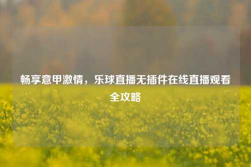 畅享意甲激情，乐球直播无插件在线直播观看全攻略