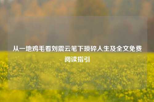 从一地鸡毛看刘震云笔下琐碎人生及全文免费阅读指引