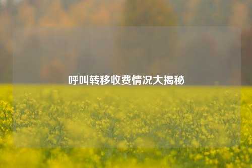 呼叫转移收费情况大揭秘