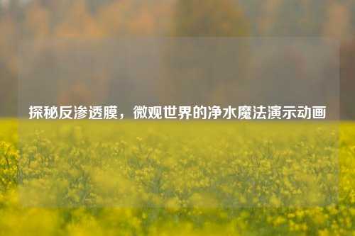 探秘反渗透膜，微观世界的净水魔法演示动画